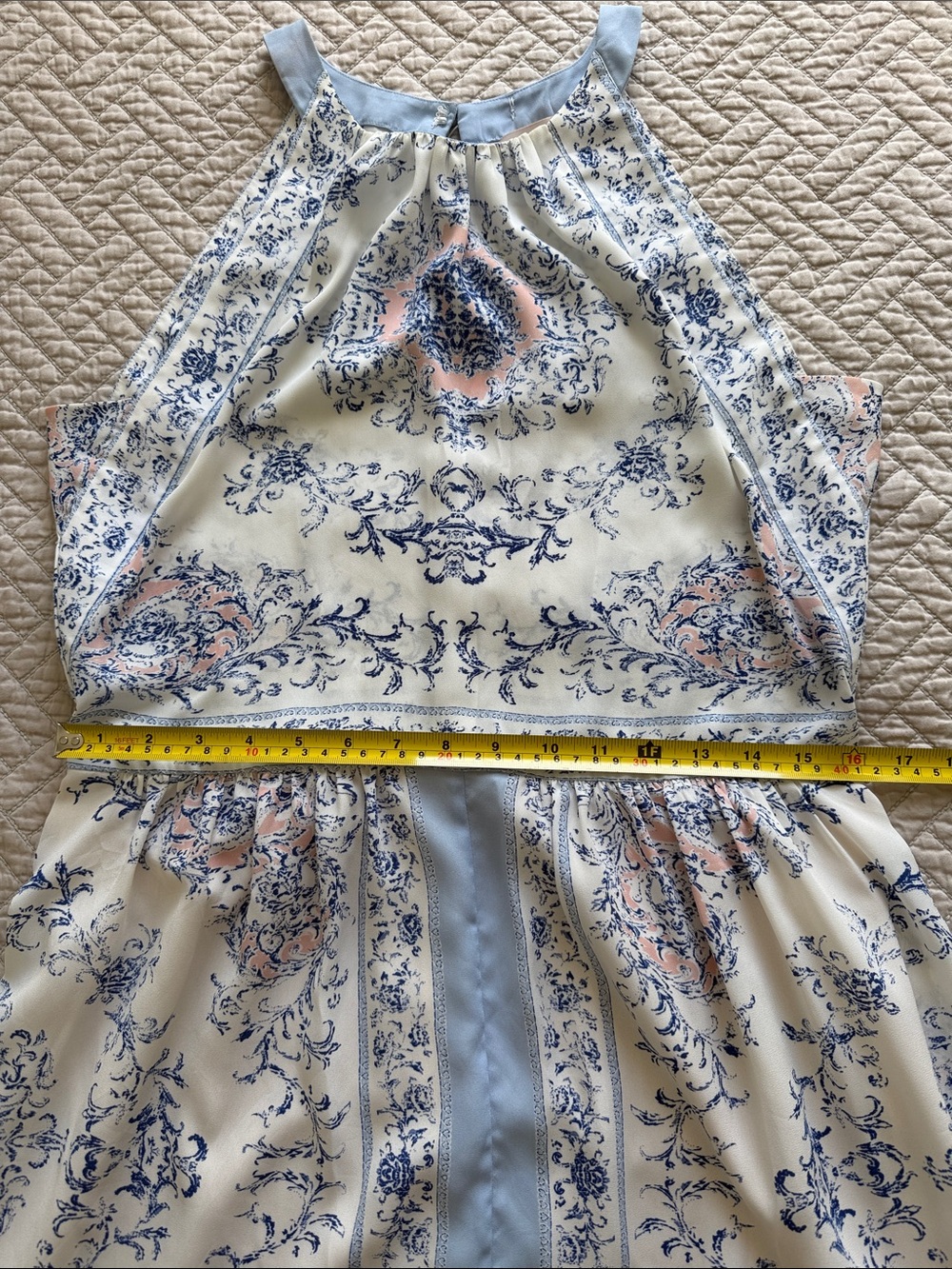 Philosophy Halter Mini Dress size L  Baroque Floral Coastal Cottagecore Boho - Picture 7 of 13